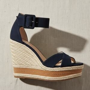 Pella Moda Rowel Espadrille Wedge Sandal 10 Blue NEW